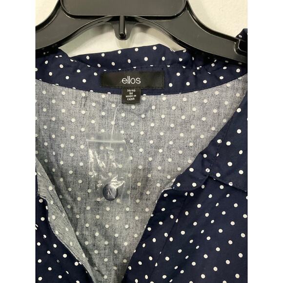 Ellos Sandy Button Shirt Dress Fit & Flare Navy/White Polka Dots Size 5X Plus - Picture 7 of 11